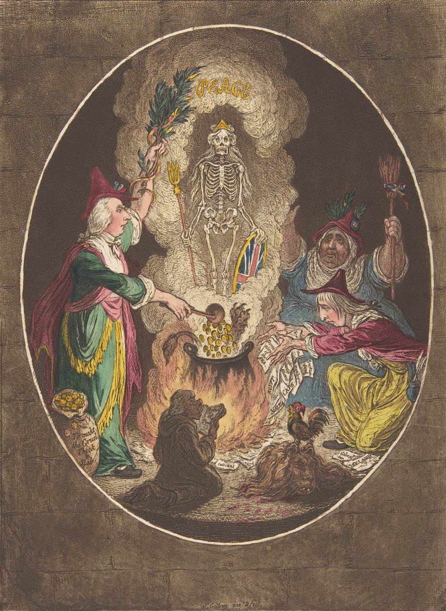 Bir Phantasmagoria,—Silahlı Bir İskelet Oluşturma Sahnesi, 5 Ocak 1803., 5 Ocak 1803. by James Gillray