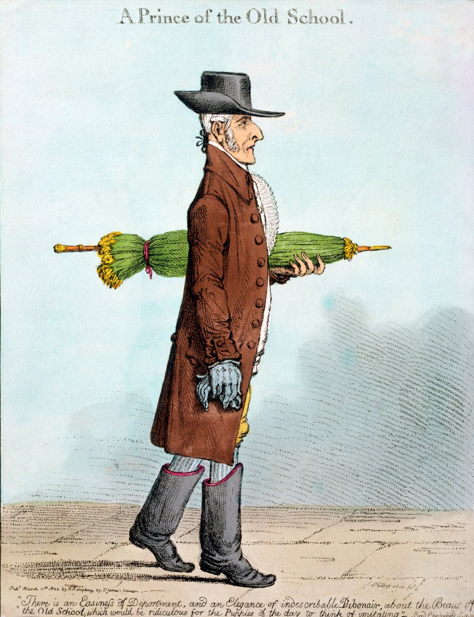 1800'de Hannah Humphrey tarafından yayınlanan Eski Okulun Prensi (el boyaması gravür) by James Gillray