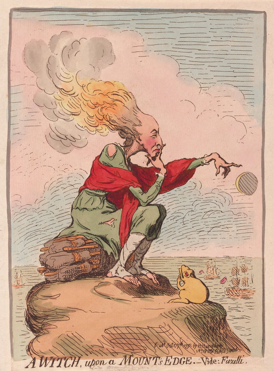 Bir Dağ Kenarında Bir Cadı; video; Fuzelli, pub. 1791 (el renkli gravür) by James Gillray