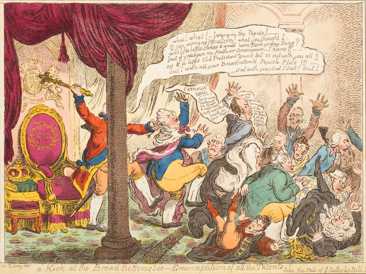 Geniş diplerde bir tekme!-yani tüm yeteneklerin kurtuluşu! by James Gillray