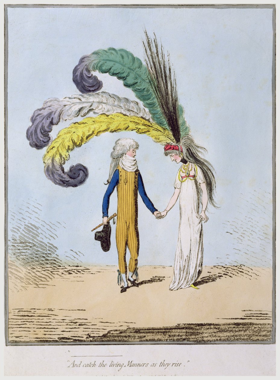 Hannah Humphrey tarafından yayınlanan 'Ve yükselen görgü kurallarını yakalayın' (el ile boyanmış gravür) by James Gillray