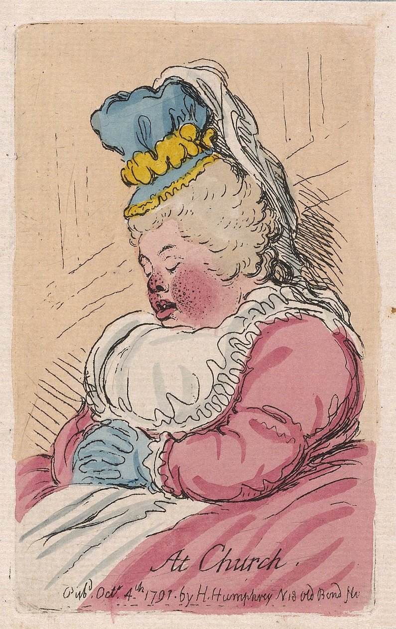 Kilisede, barda. 1791 (el renkli gravür) by James Gillray