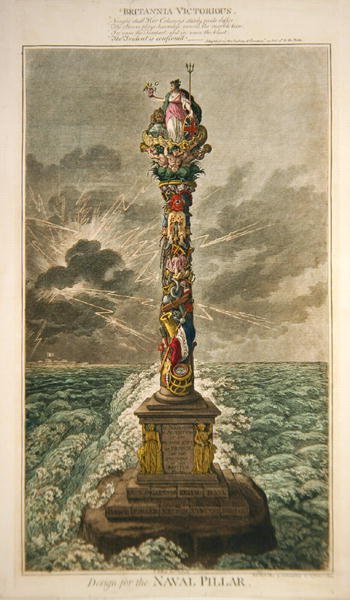 Britannia Victorious, Design for the Naval Pillar, Hannah Humphrey tarafından yayınlandı by James Gillray