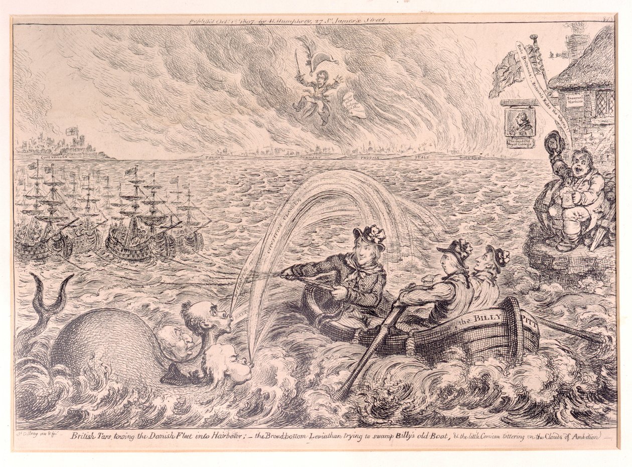 Danimarka Filosunu Limana Çeken İngiliz Tarları, 1807 by James Gillray