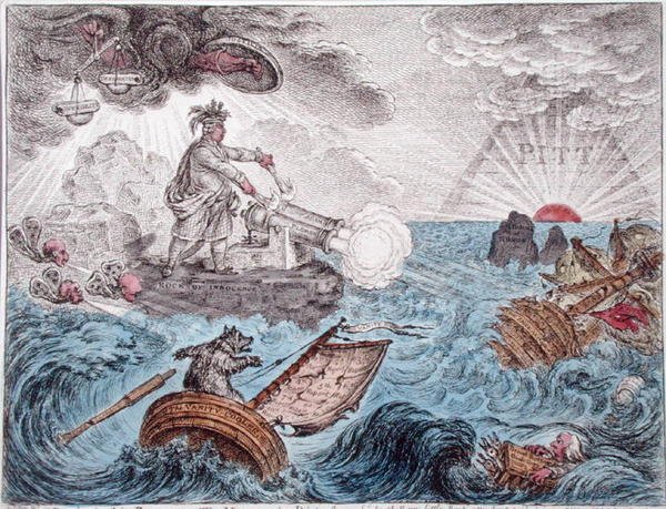 Bruin in the Boat veya The Manager in Distress, Hannah Humphrey tarafından 1806