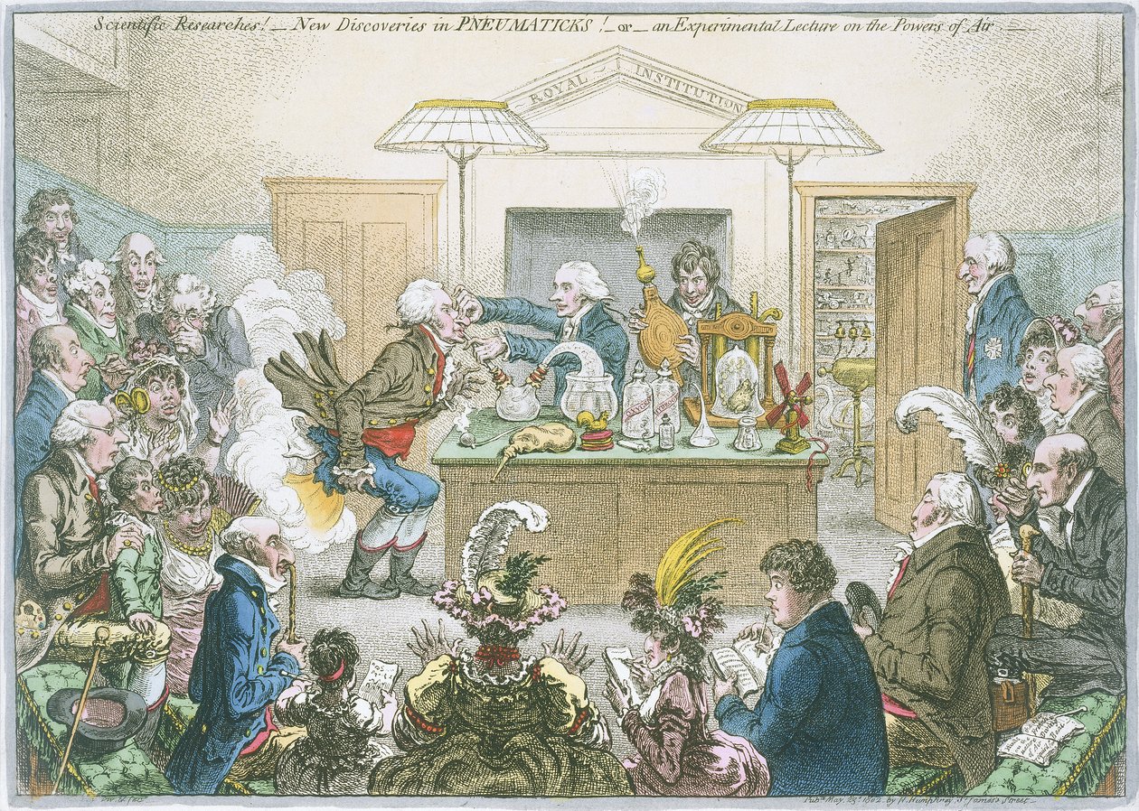 Kimya dersi, 1802 by James Gillray