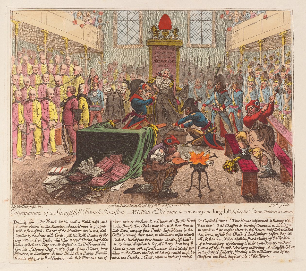 Başarılı bir Fransız İstilası pubının sonuçları. 1798 (el renkli gravür) by James Gillray
