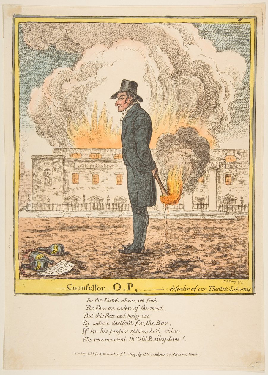 Danışman O.P.-Tiyatro Özgürlüklerimizin Savunucusu, 5 Aralık 1809. by James Gillray