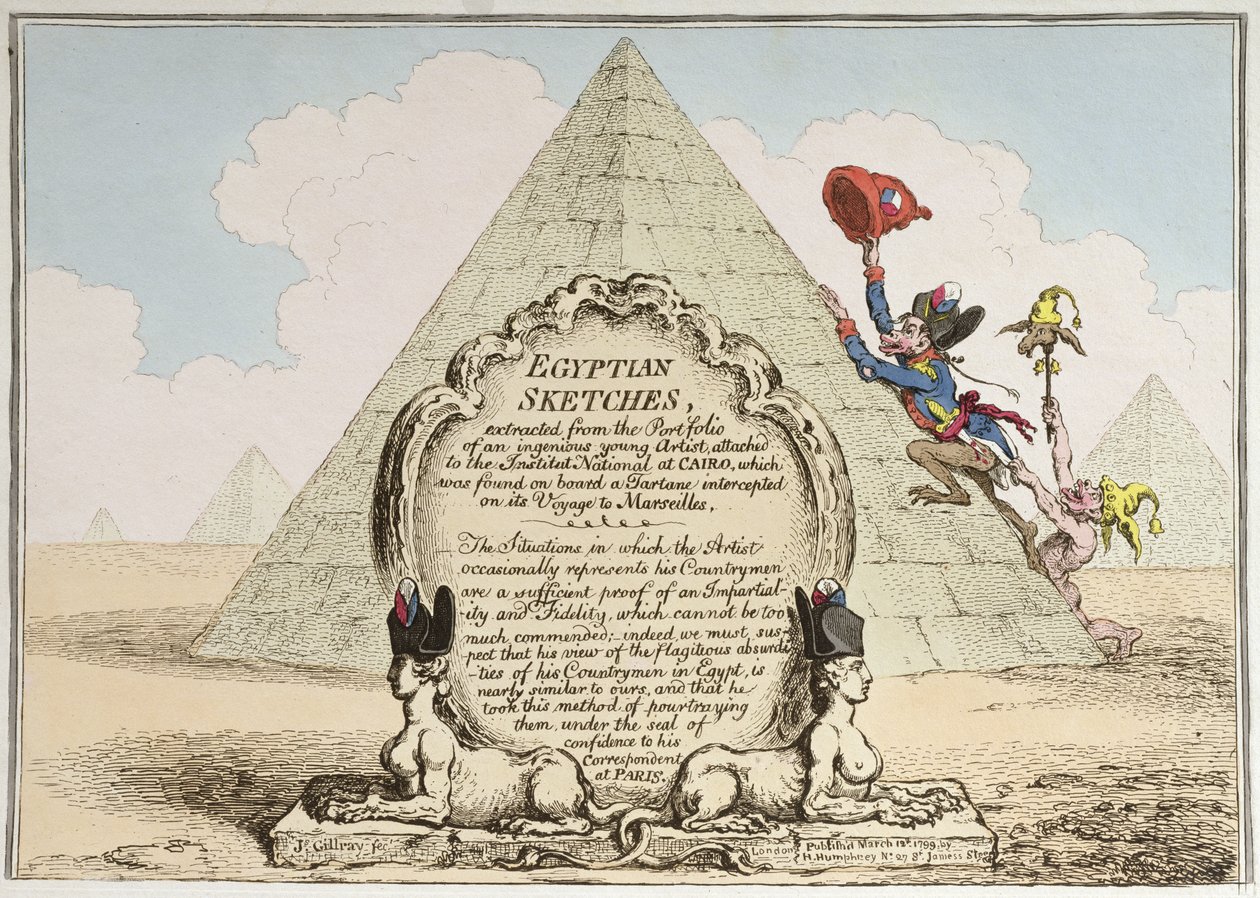 1799'da Hannah Humphrey tarafından yayınlanan Mısır Eskizleri (el boyaması gravür) by James Gillray