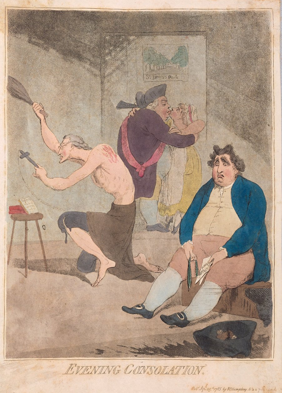 Akşam Teselli, pub. 1785 (el renkli gravür) by James Gillray