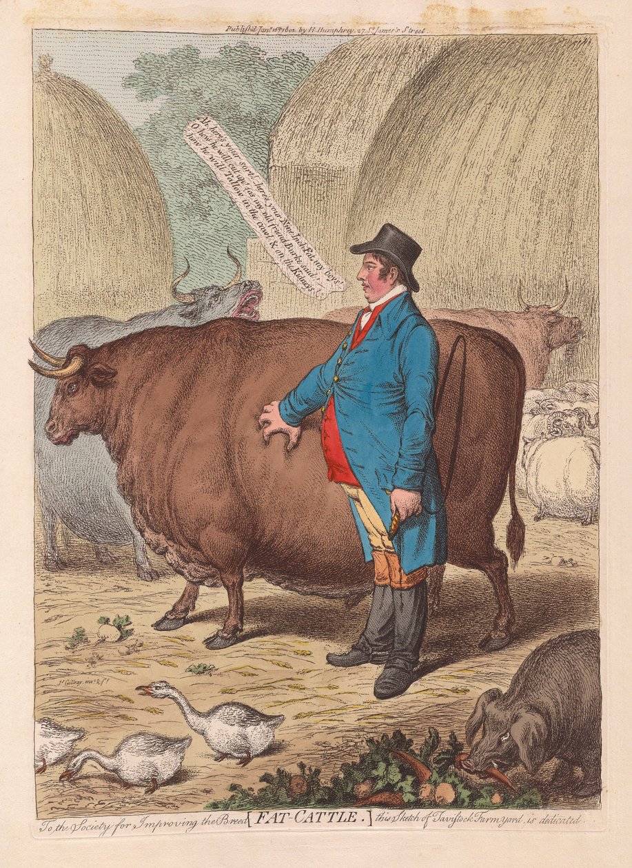 Şişman Sığır, bar. 1802 (el renkli gravür) by James Gillray