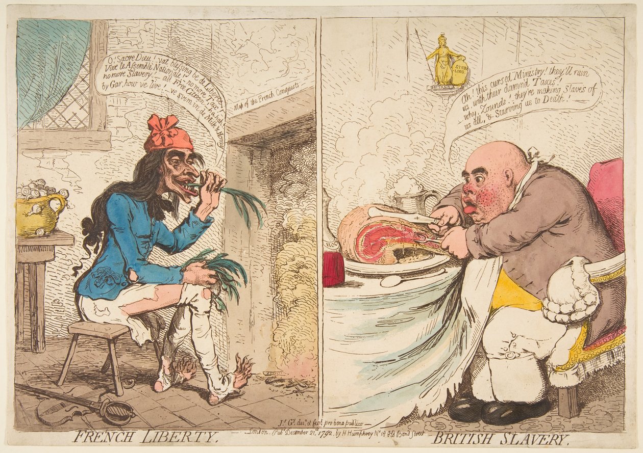 Fransız Özgürlüğü - İngiliz Köleliği, 21 Aralık 1792. by James Gillray