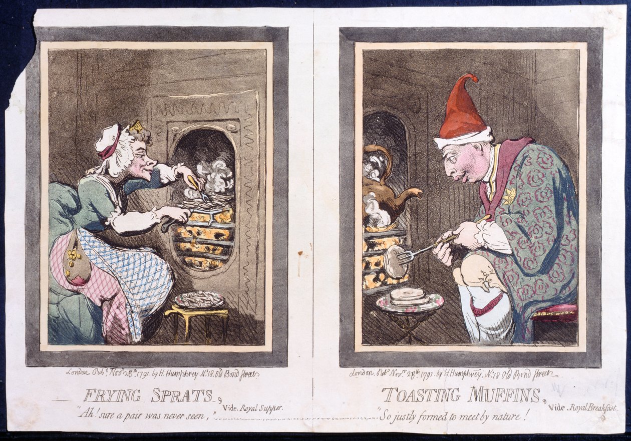Kızartma Hamsisi veya Kraliyet Akşam Yemeği ve Kızartma Muffinleri veya Kraliyet Kahvaltısı, Hannah Humphrey tarafından 1791