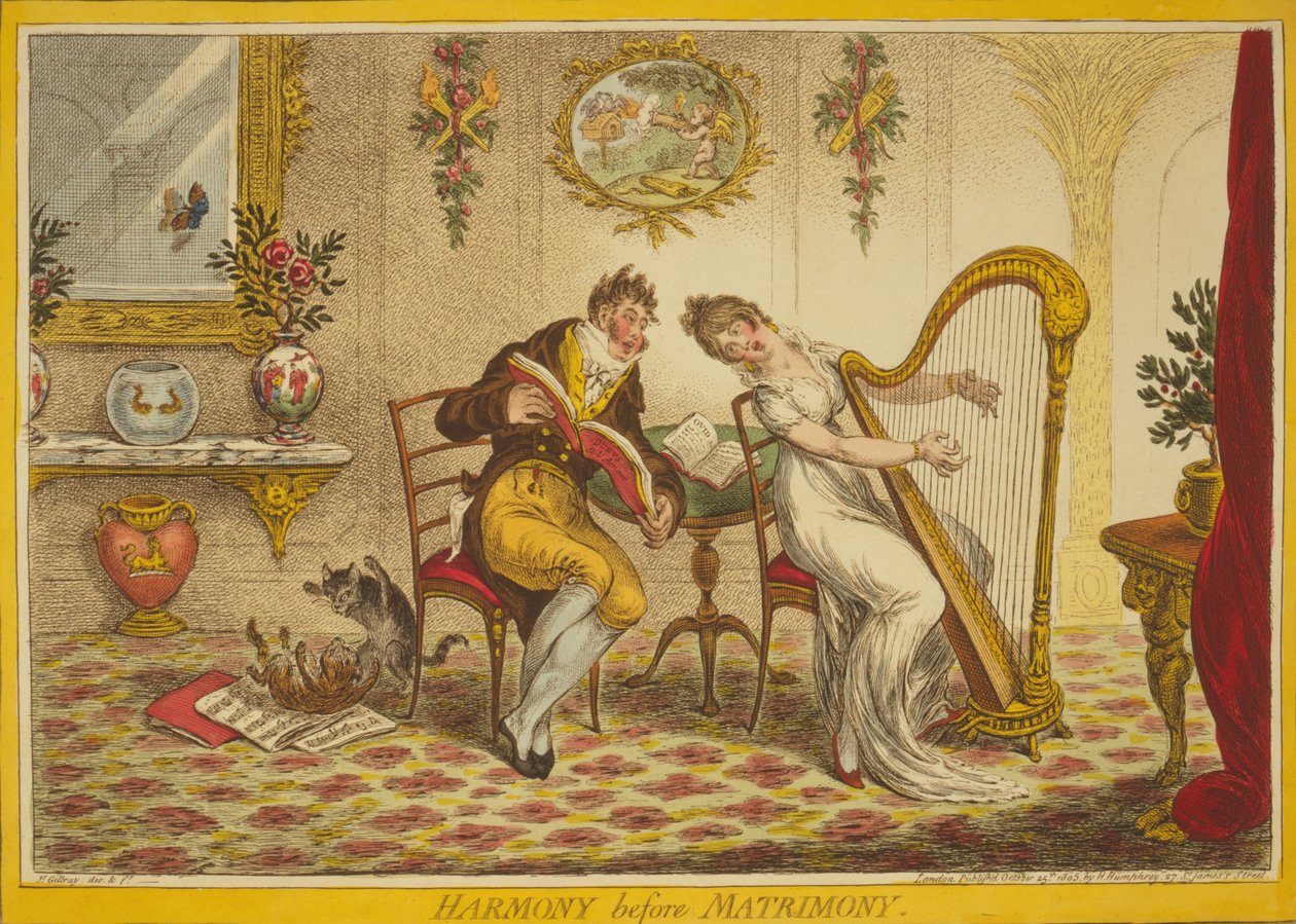 Evlilik öncesi uyum, 1805 by James Gillray