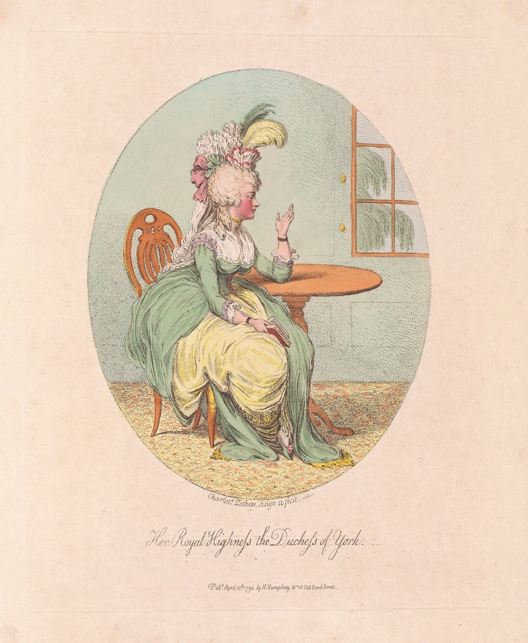 Ekselansları York Düşesi, pub. 1792 (el renkli gravür) by James Gillray