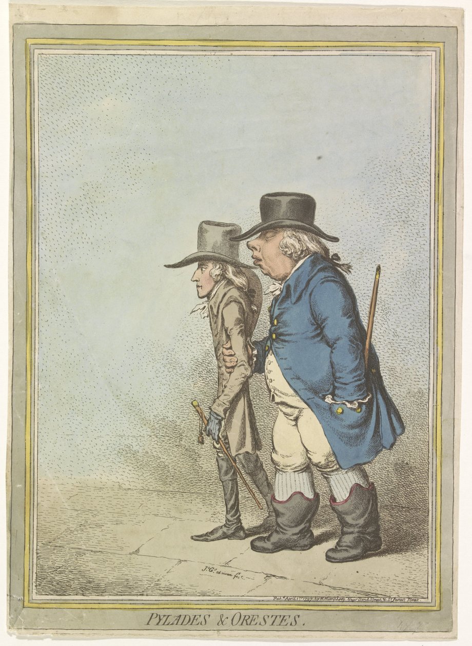 William V Karikatürü, 1797 Pylades & Orestes (nesne üzerindeki başlık) by James Gillray