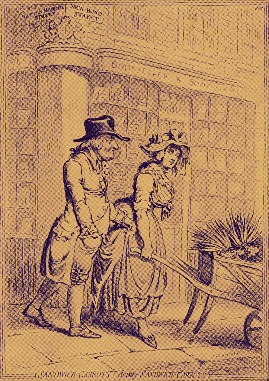 Lord Sandwich bir çiçek satıcısına dikkat ediyor by James Gillray