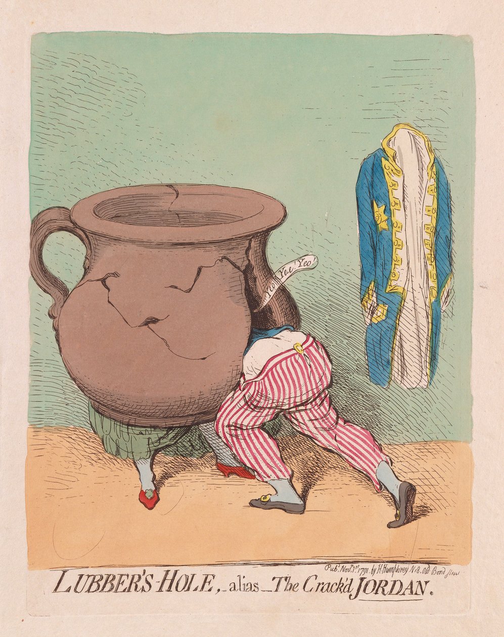 Lubbers Hole, diğer adıyla The Crackd Jordan, pub. 1791 (el renkli gravür) by James Gillray
