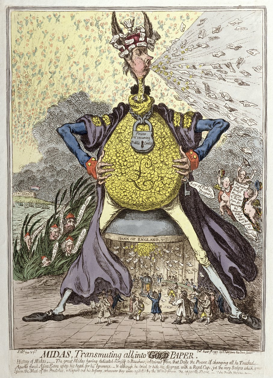 Midas Her Şeyi Altın Kağıda Dönüştürüyor, Hannah Humphrey tarafından 1797