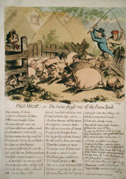 Domuz Eti veya Çiftlik bahçesinden kırbaçlanan Domuz, 1798