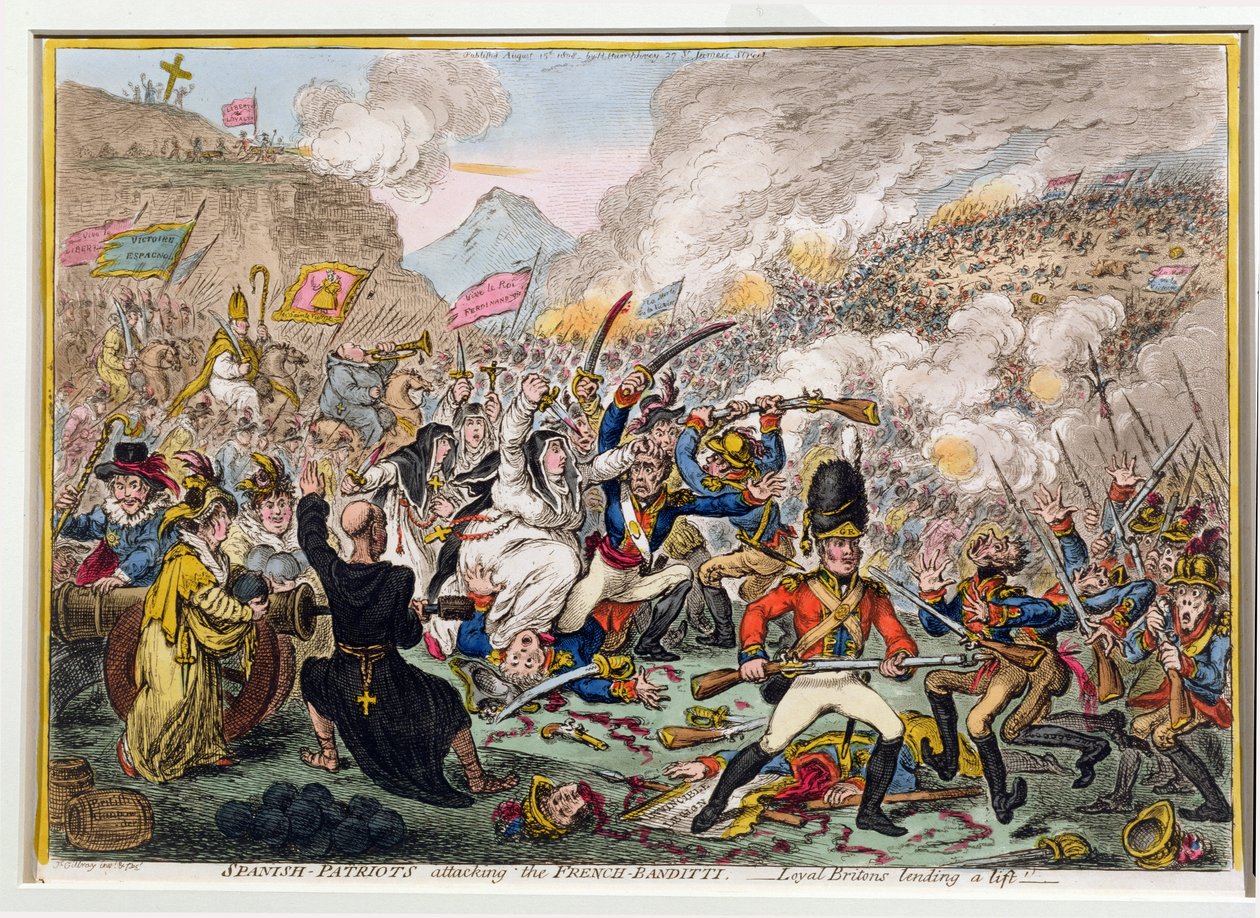 İspanyol-Vatanseverler Fransız-Haydutlara Saldırıyor, Hannah Humphrey tarafından 1808
