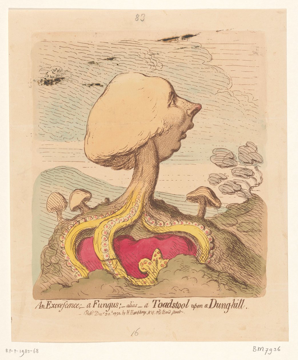 William Pitt the Younger ile ilgili karikatür, 1791 Bir Fazlalık; -bir Mantar; -takma ad- Gübre tepesinde bir Mantar by James Gillray
