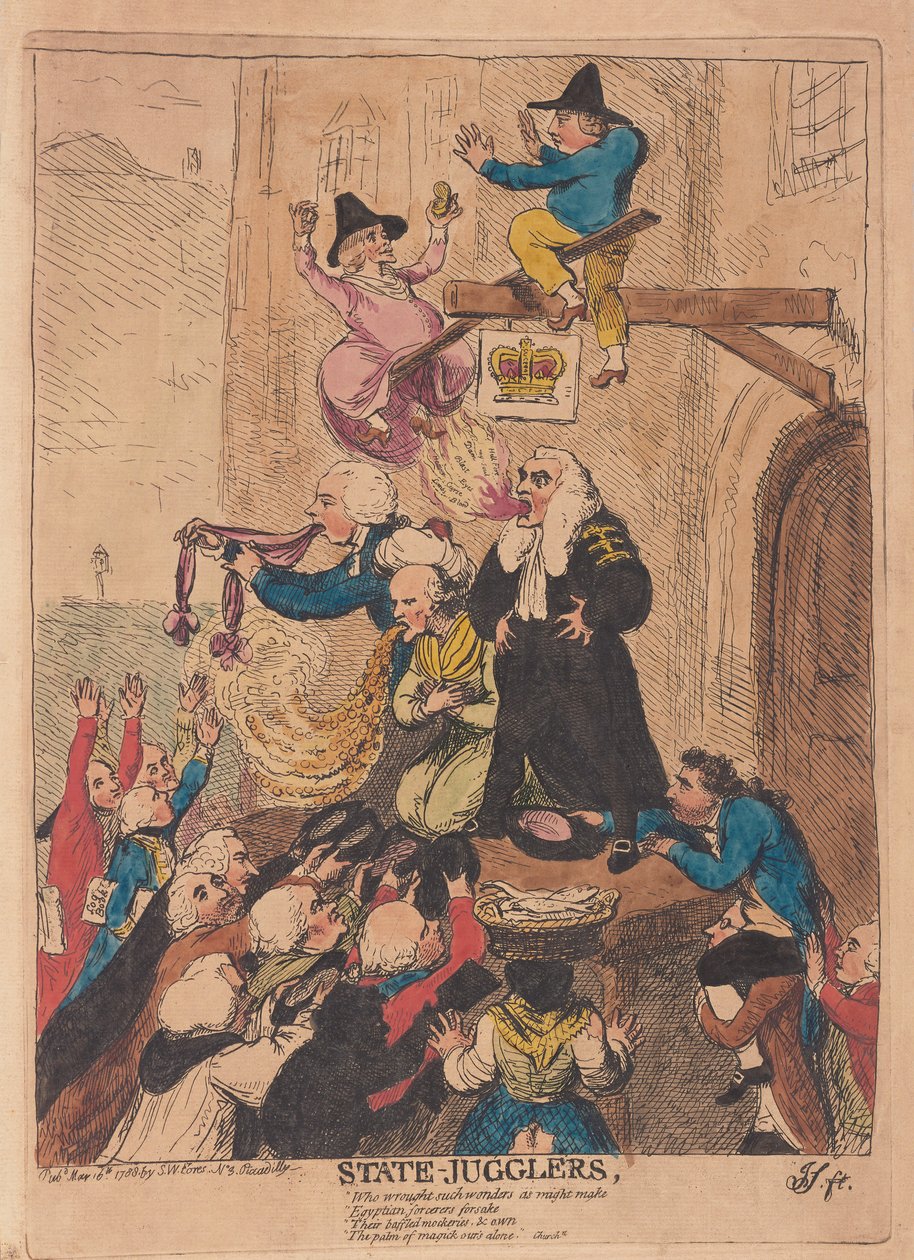 Eyalet Hokkabazları, pub. 1788 (el renkli gravür) by James Gillray