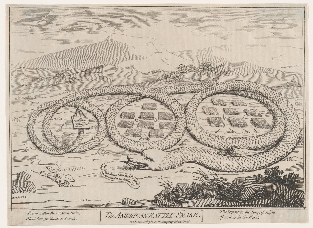 Amerikan Çıngıraklı Yılanı, 12 Nisan 1782., 12 Nisan 1782. by James Gillray.
