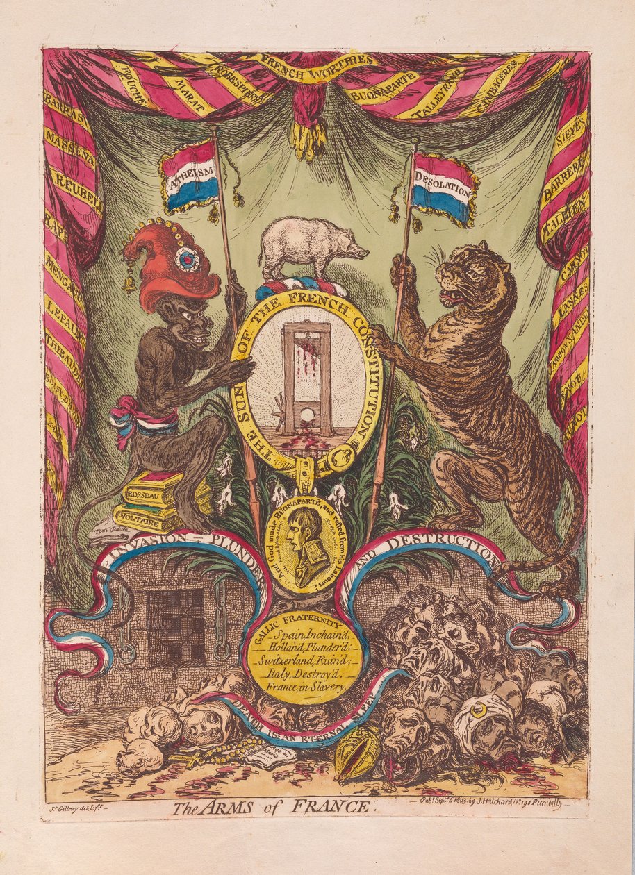 Fransa'nın Silahları, pub. 1805 (el renkli gravür) by James Gillray