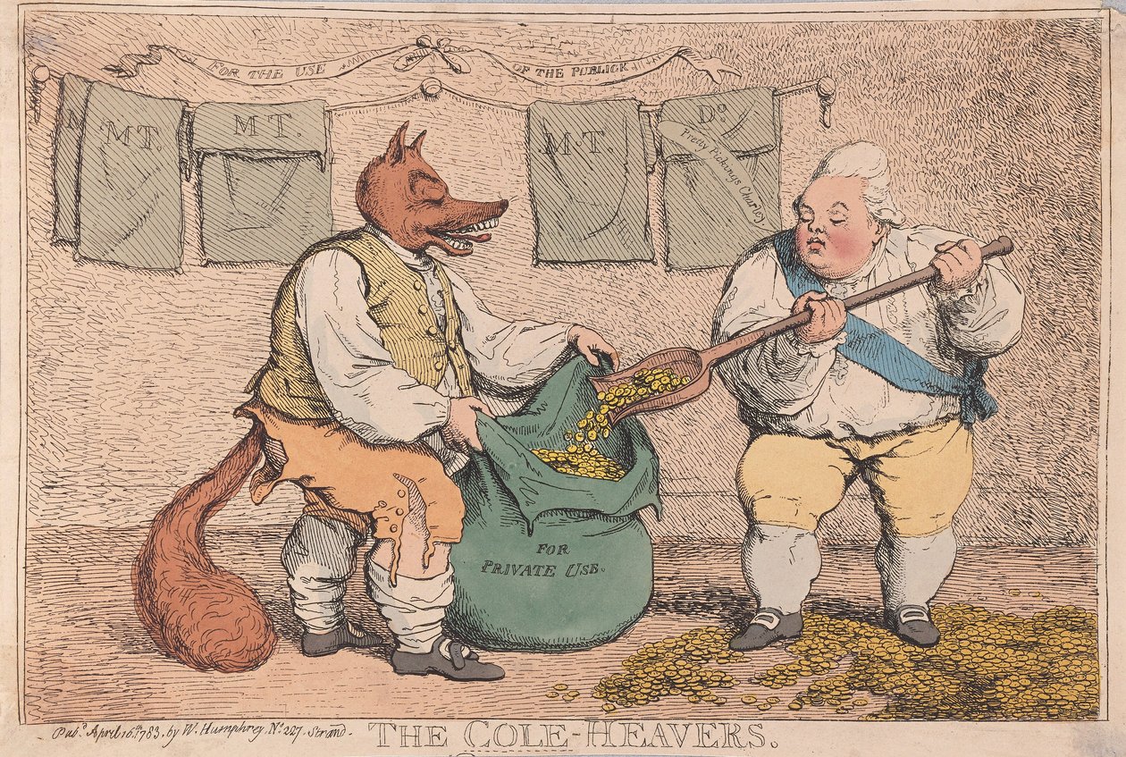 Cole-Heavers, pub. 1783 (el renkli gravür) by James Gillray