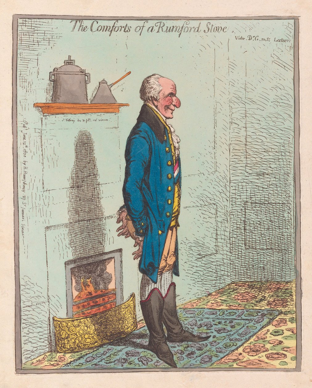 Rumford Sobasının Rahatlığı, pub 1800 (el renkli gravür) by James Gillray