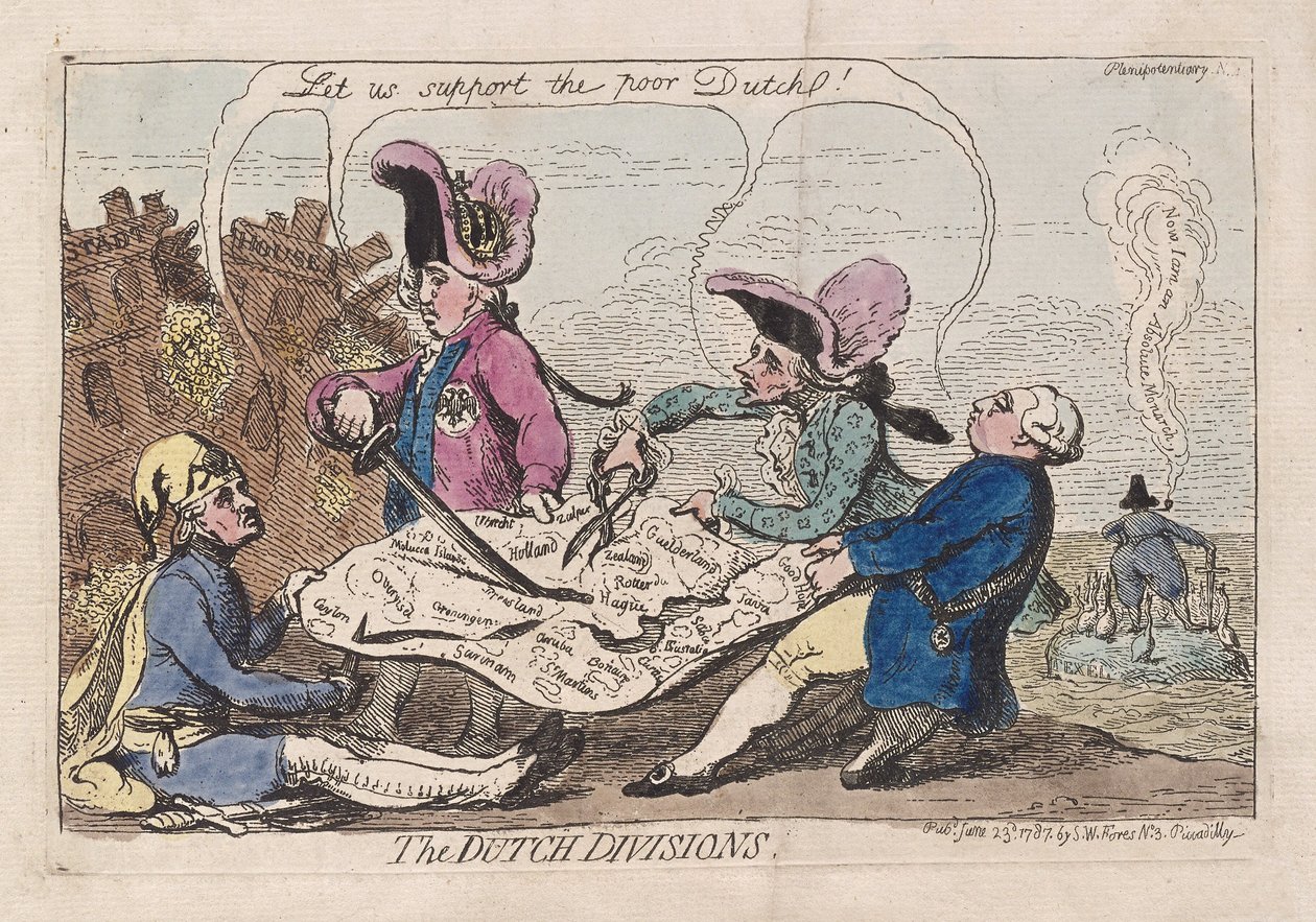 Hollanda Bölümleri, pub. 1787 (el renkli gravür) by James Gillray