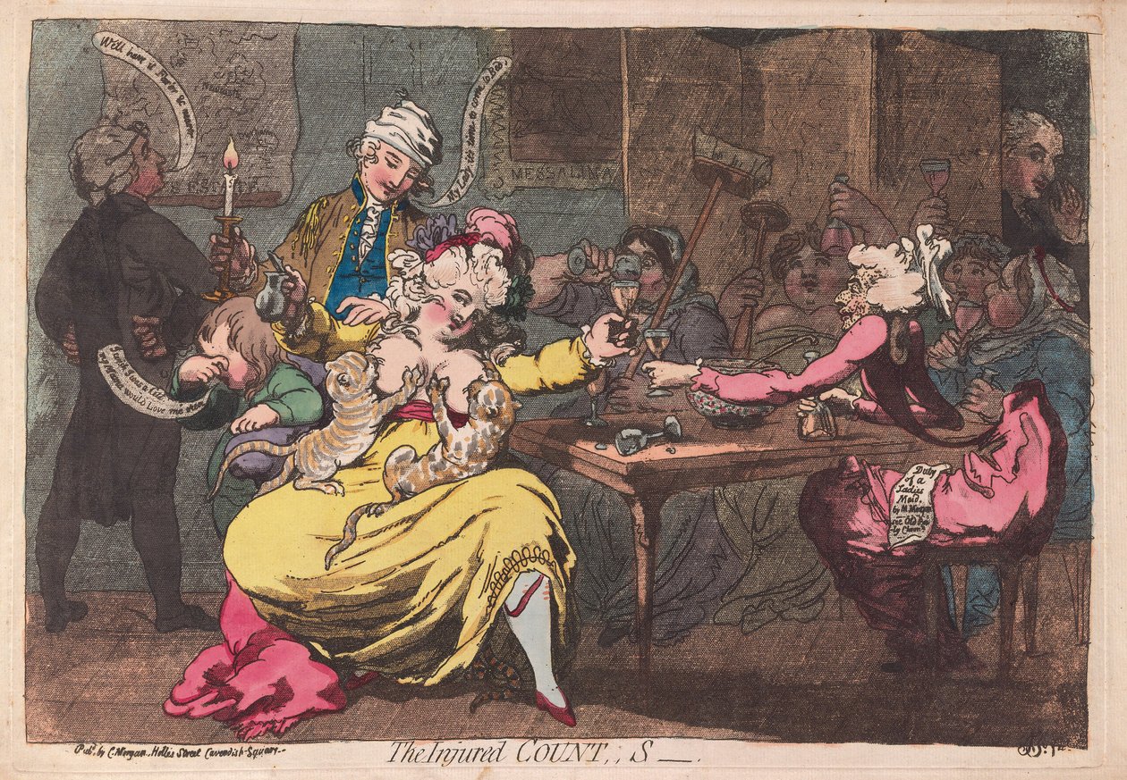 Yaralı Sayım,,,S, pub. 1786 (el renkli gravür) by James Gillray
