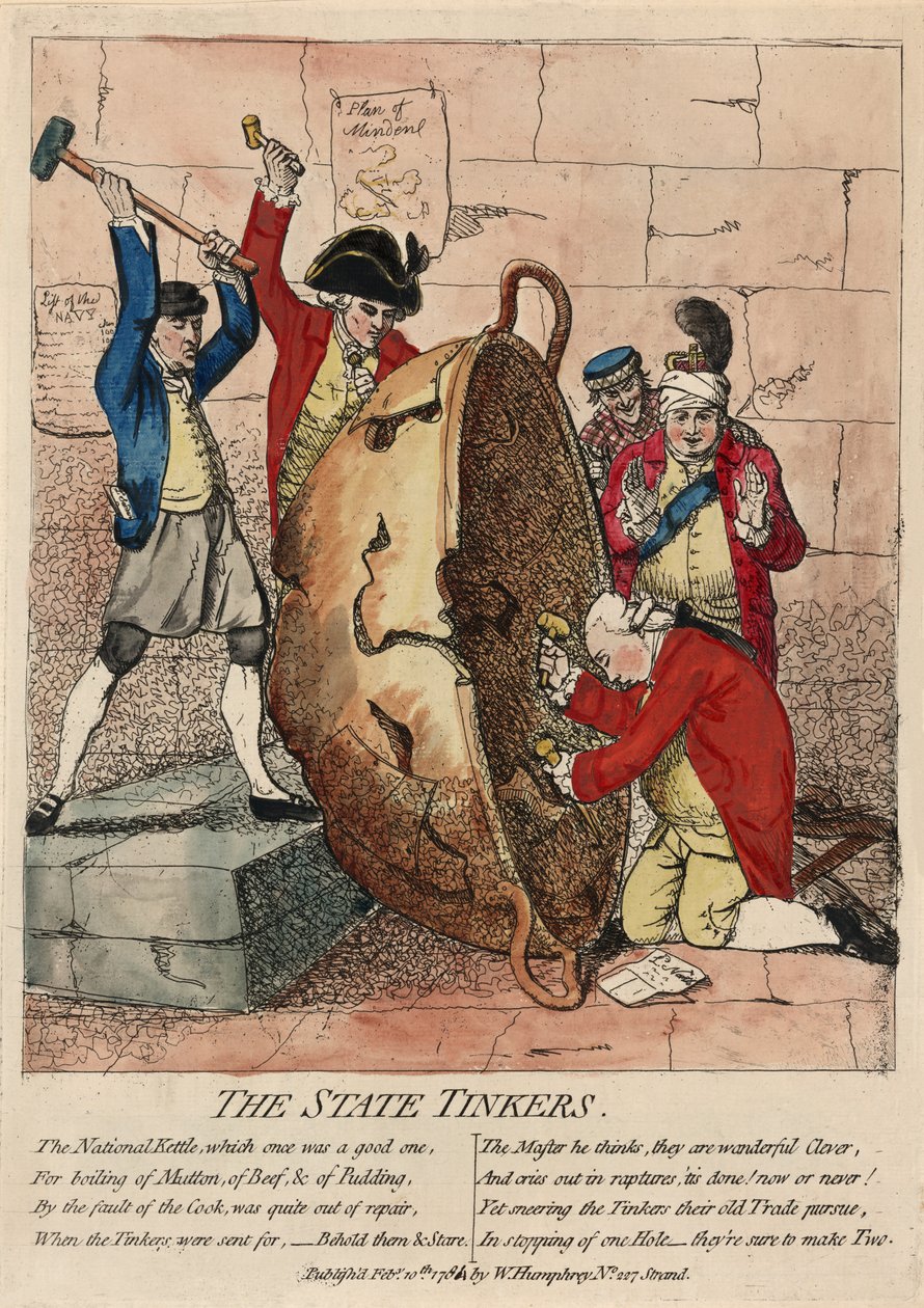 The State Tinkers, W. Humphrey tarafından yayınlandı, 10 Şubat 1780 (el renkli gravür) by James Gillray