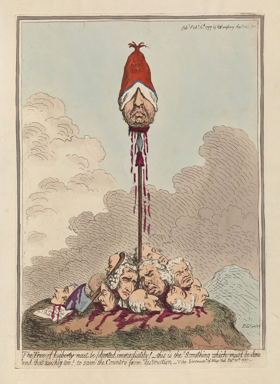Özgürlük Ağacı Derhal Dikilmeli, 1797'de yayınlandı (el renkli gravür) by James Gillray