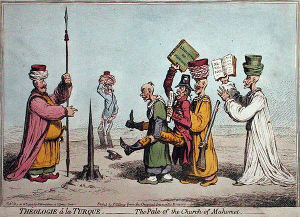 Theologie a la Turque, The Pale of the Church Mahomet, Hannah Humphrey tarafından 1799