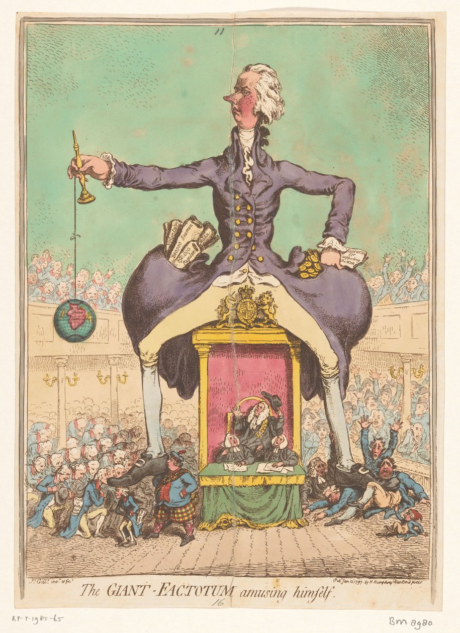 William Pitt Parlamentoda Oynarken, 1797 Dev Factotum kendini eğlendiriyor by James Gillray