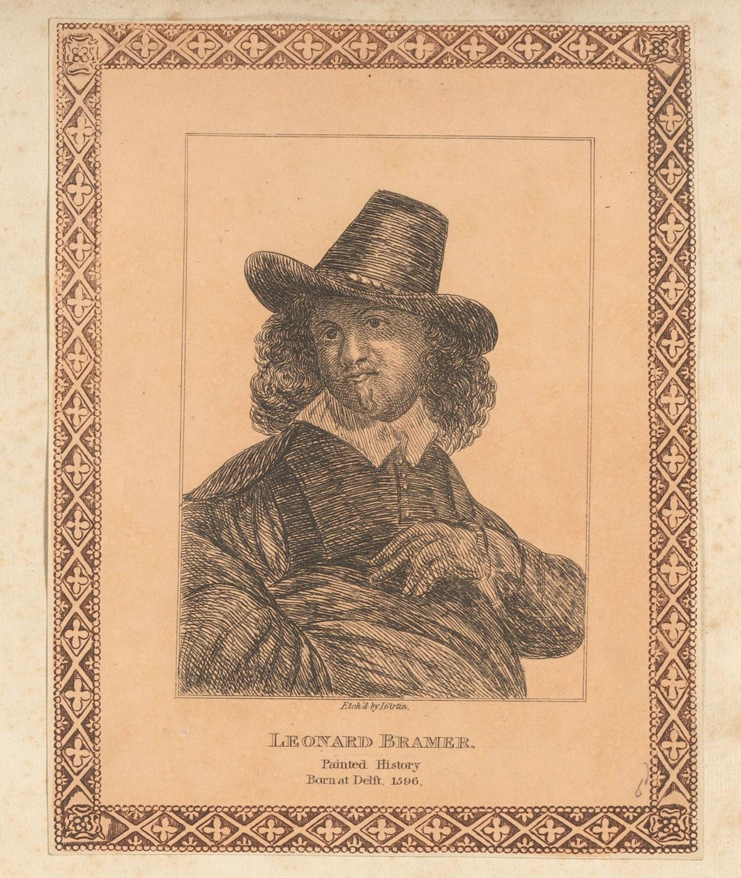 Portret van Leonaert Bramer Leonard Bramer (nesne üzerindeki başlık) by James Girtin