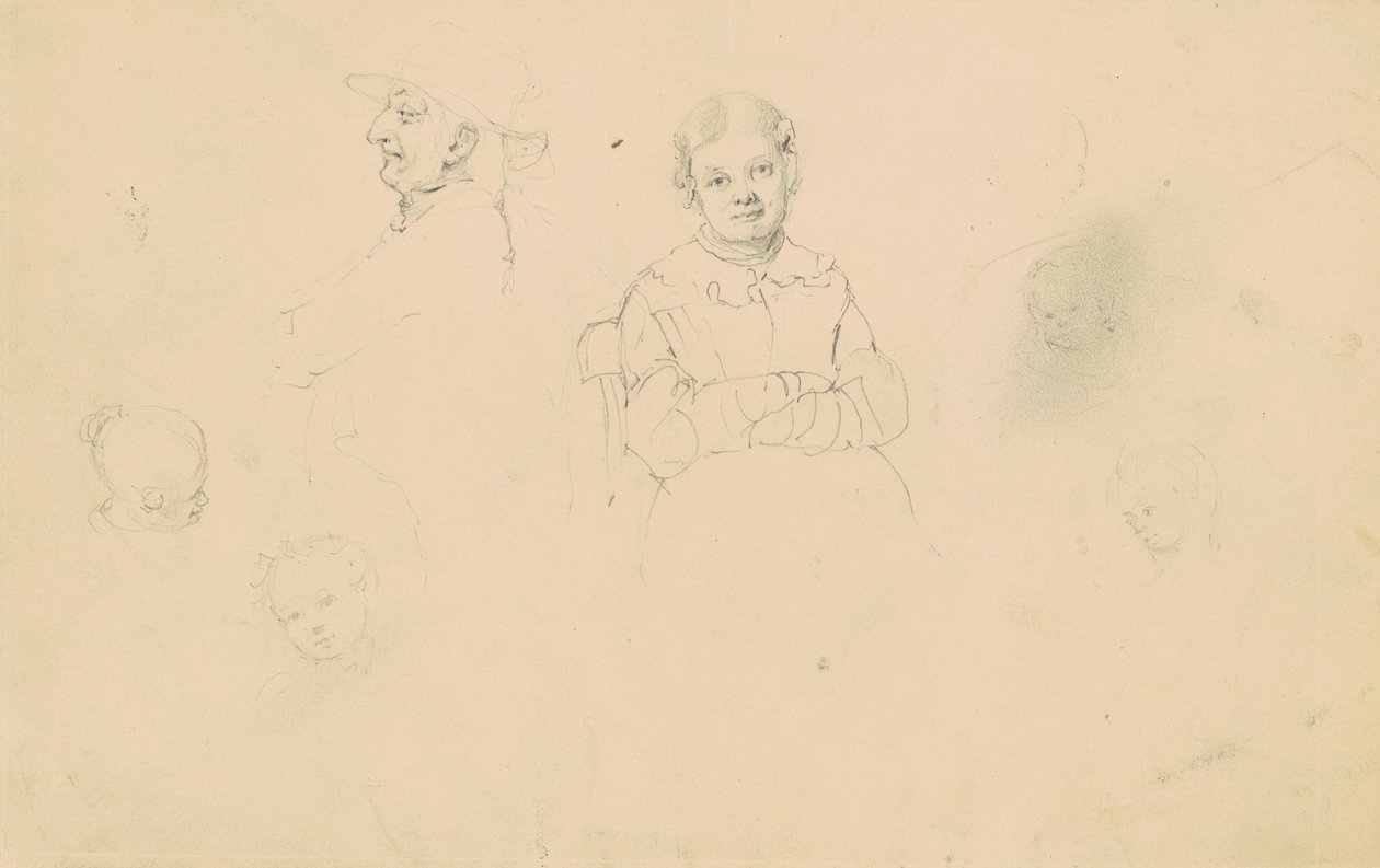 Figür Çalışmaları, c.1836-43 (dokuma kağıt üzerine grafit) by James Goodwin Clonney