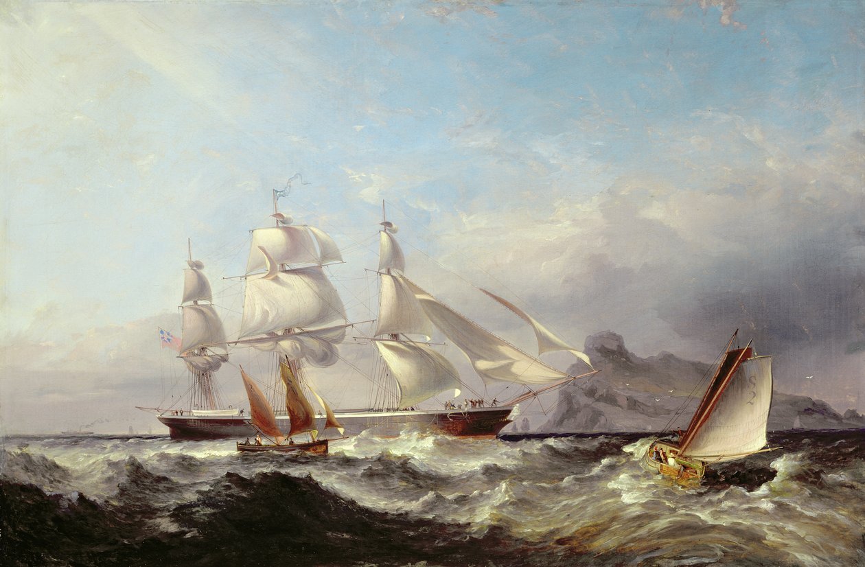 Mumbles Deniz Feneri, Swansea'den Bir Clipper Gemisi by James Harris of Swansea
