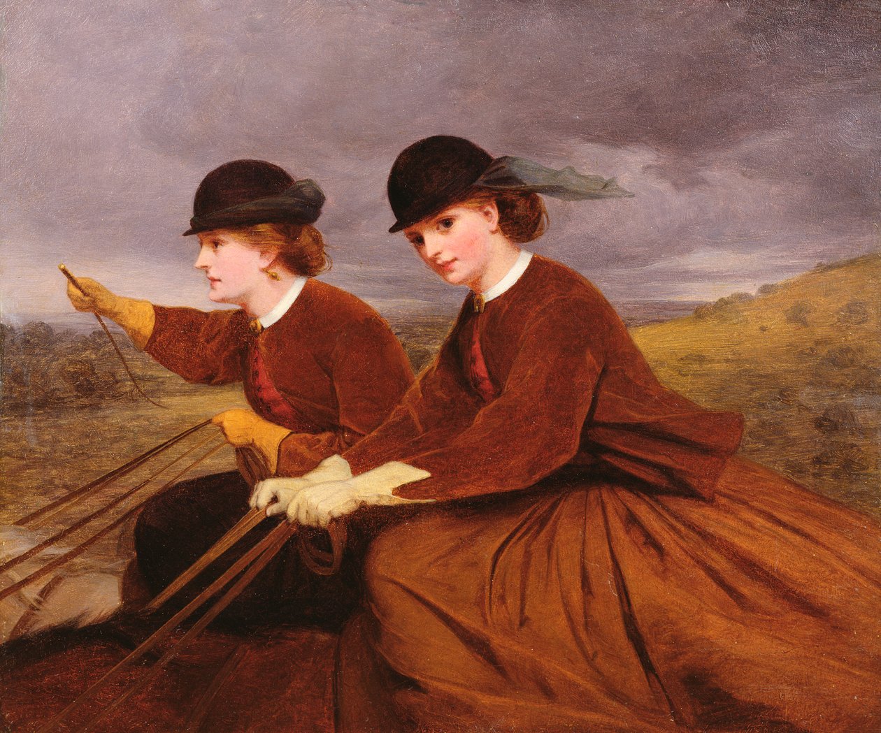 On the Downs - Yan Eyer Binen İki Bayan by James Hayllar