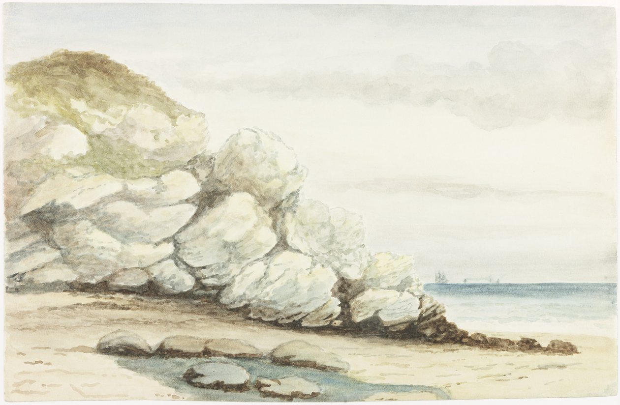 Marsden yakınlarındaki Durham Sahili (kart üzerinde kağıt üzerine suluboya, gövde rengi ve kurşun kalem) by James Henry Cleet