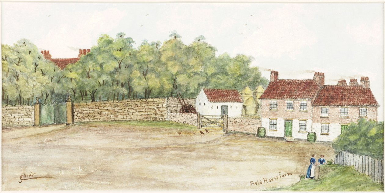 Field House Farm (kağıt üzerine suluboya, gövde rengi ve mürekkep) by James Henry Cleet