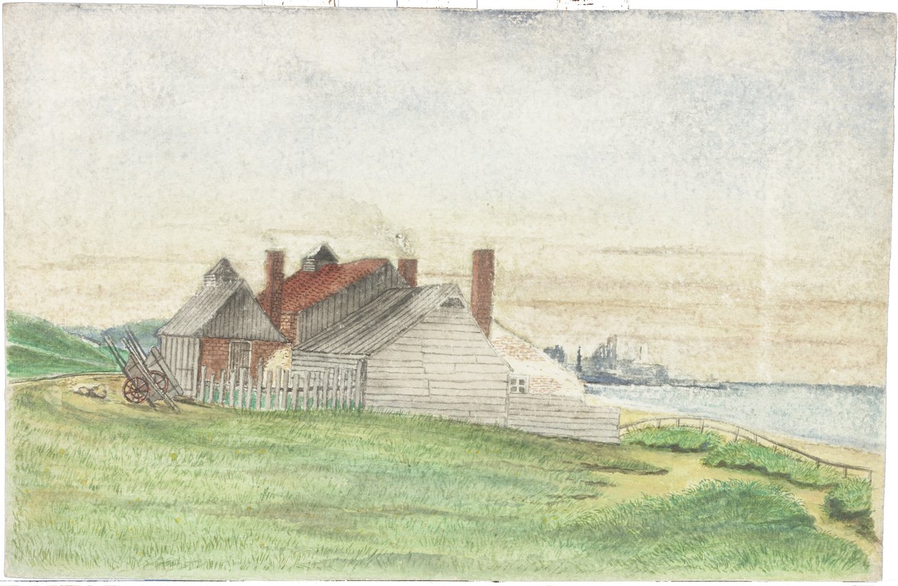 Herons Cottage (kart üzerinde suluboya ve gövde rengi) by James Henry Cleet