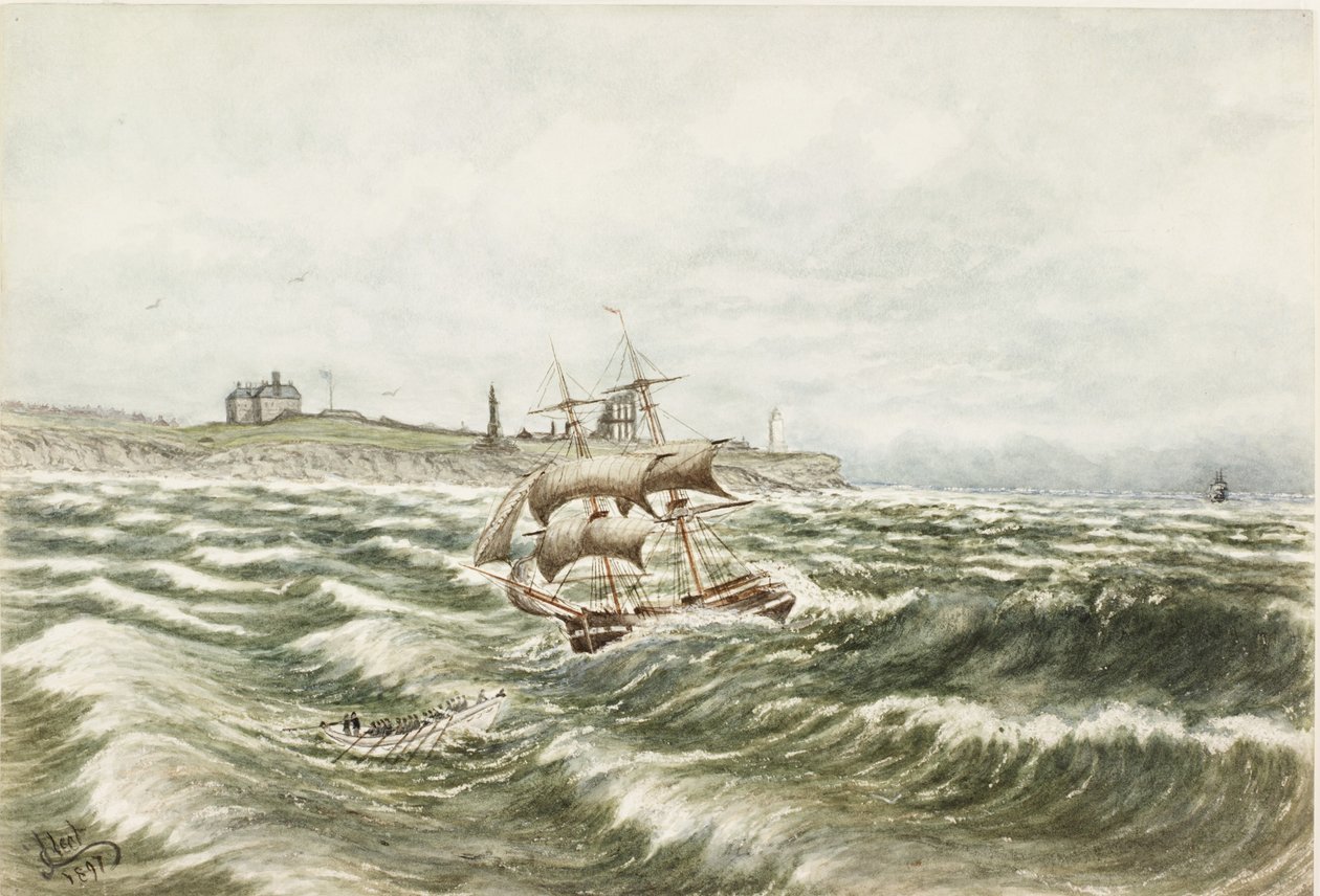 Tynemouth'ta kurtarma (kağıt üzerinde suluboya ve gövde rengi) by James Henry Cleet