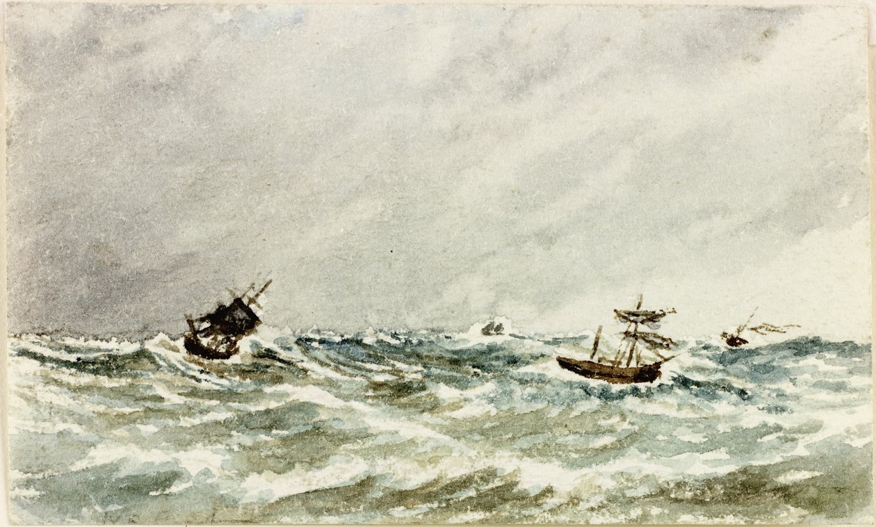 Tyne açıklarında Denizde Fırtına (kağıt üzerine suluboya ve gövde rengi) by James Henry Cleet