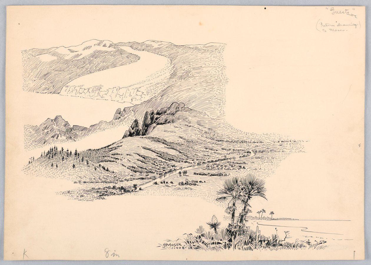 Üç Manzara, Washington Ticaret Kurulu Yemeği için Tasarım, 13 Mayıs 1908 by James Henry Moser
