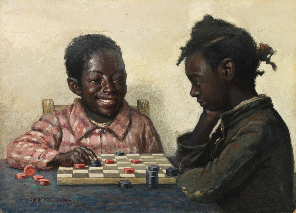 İsimsiz Dama Oynayan İki Çocuk, 19. yüzyılın sonu - 20. yüzyılın başı. by James Henry Moser