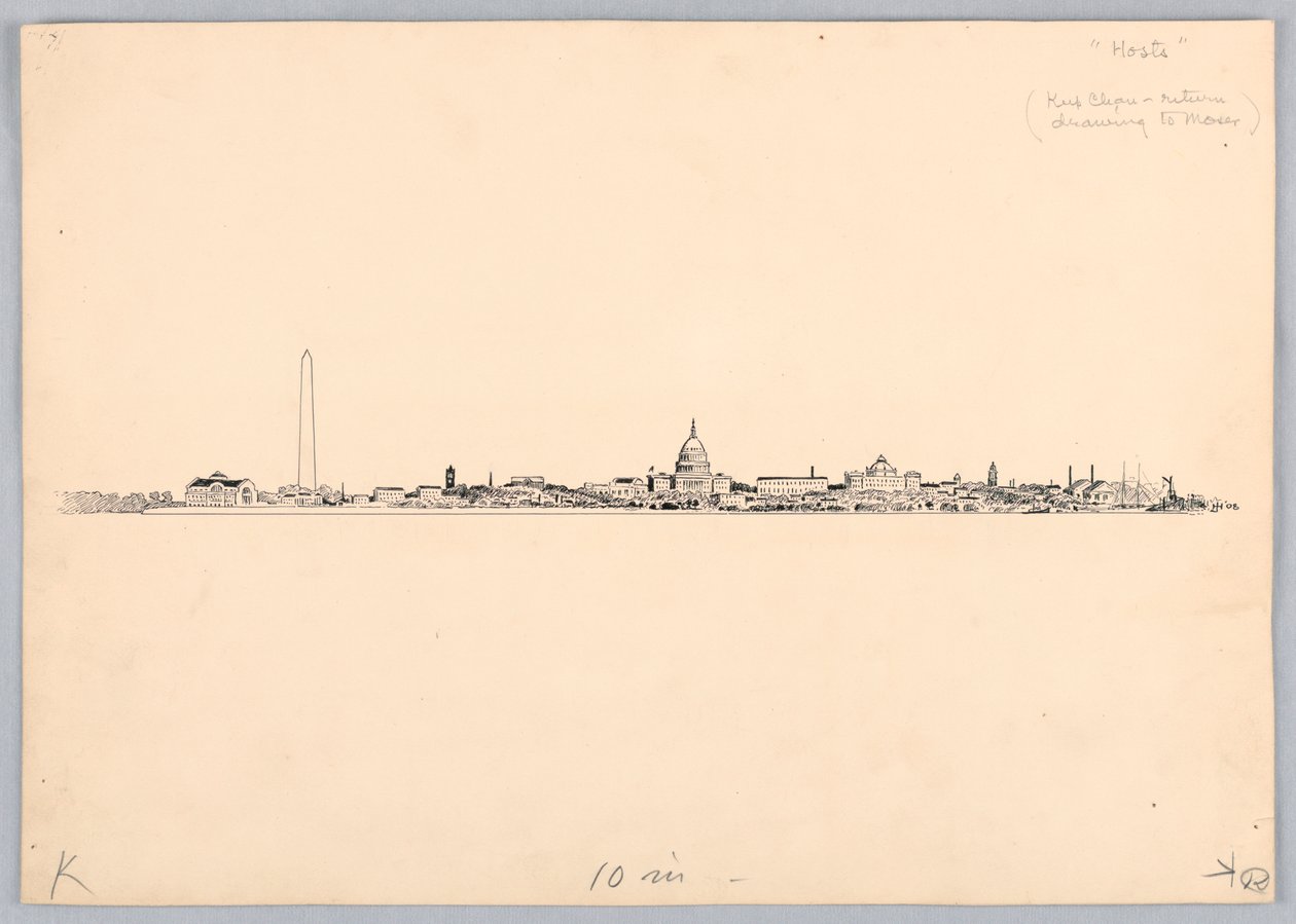 Washington Skyline, Washington Ticaret Kurulu Yemeği için Tasarım, 13 Mayıs 1908 by James Henry Moser
