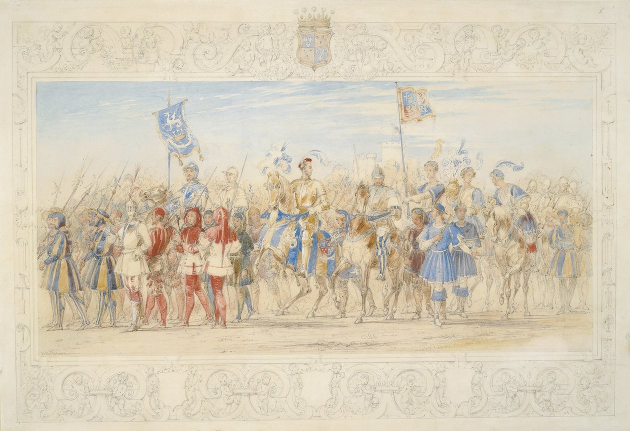 Archibald William Montgomerie, Eglinton Kontu, Turnuvanın Efendisi (kağıt üzerinde kurşun kalem, tuvalet ve gövde rengi) by James Henry Nixon